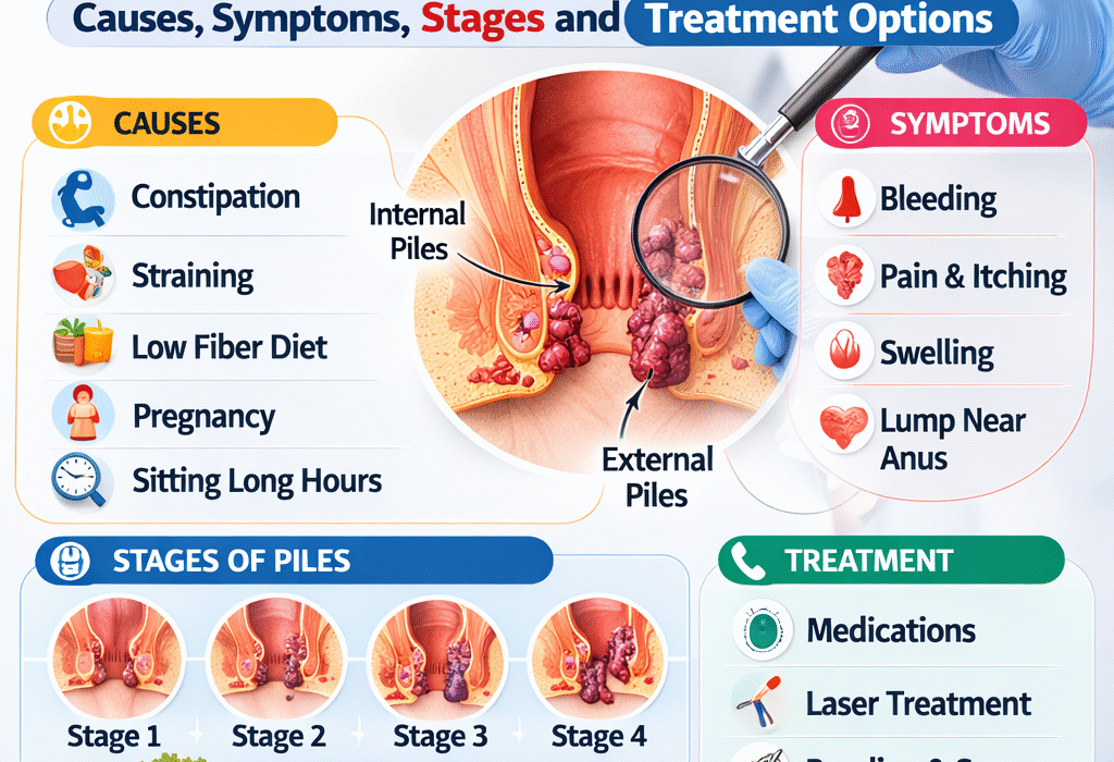 causes, symptoms, and stages of piles